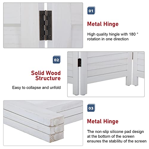 6 Panel Wood Room Divider Freestanding White 5.57 FT S6393