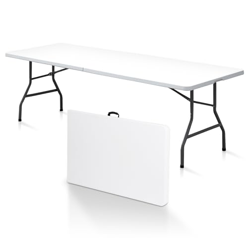 Portable 4 Foot Plastic Folding Table, Indoor Outdoor Heavy Duty, White R80992