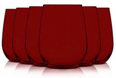 Stemless Wine Glasses, Red, Set of 6 U173642