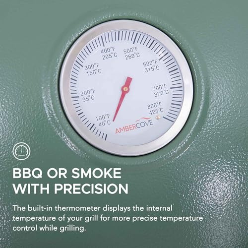 Charcoal Kamado Grill with Pizza Stone and Wheels Q84418
