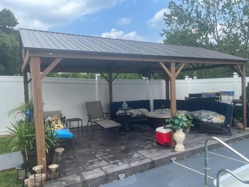 10 x 10 ft Hardtop Gazebo with Netting and Curtains, Galvanized Steel Roof for Patio and Garden X50618