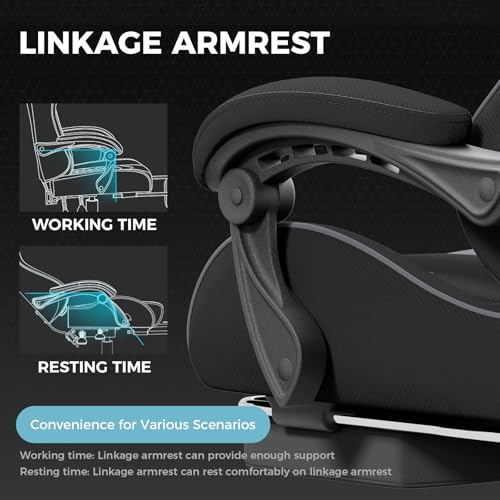 Gaming Chair with Footrest and Lumbar Support, Height Adjustable, 360° Swivel, Blue U7447
