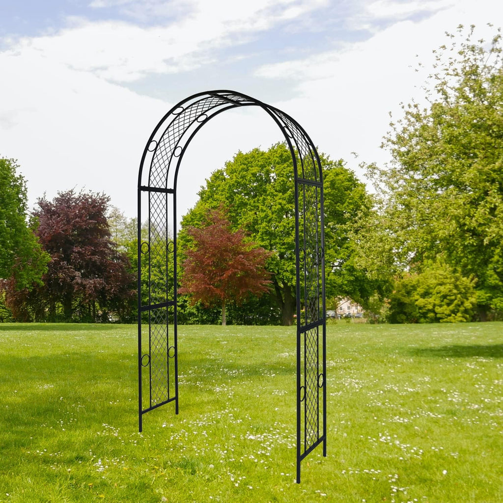 Metal Garden Arch Trellis for Climbing Plants, Black B6354
