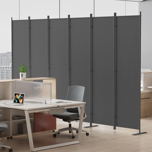 8-Panel 6 ft Tall Indoor Folding Room Divider, Portable Privacy Screen, Freestanding Partition, Dark Grey K442