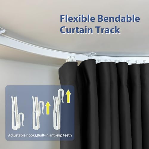 Ceiling Mounted Room Divider Curtain Track Set, Blackout Panel, White Rail, 8.3 x 7 ft K66131