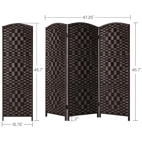 3 Panel Folding Room Divider, Privacy Screen, Dark Mocha S685