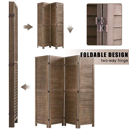 6 Panel Wood Room Divider Freestanding White 5.57 FT S6393