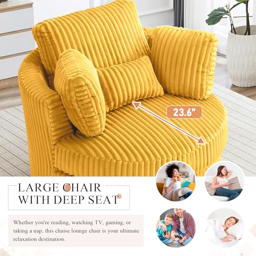 Swivel Barrel Chair with Ottoman for Living Room Bedroom, White W553228