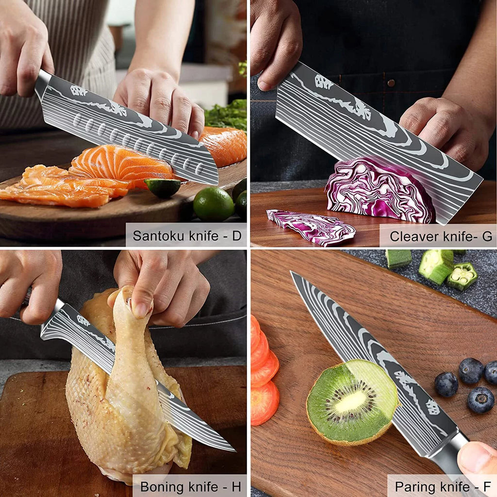 8 Piece Kitchen Chef Knife Set, 3.5-8 Inch, Stainless Steel F15189