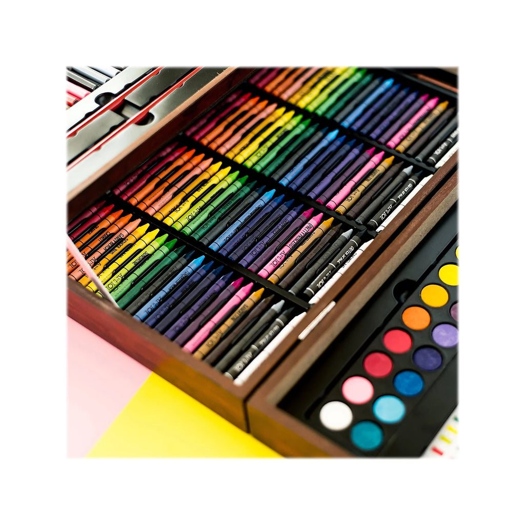 Deluxe Multifunctional Art Set with 215 Pieces in Wood Case H5701