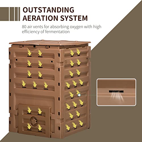 Garden Compost Bin, 120 Gallon, BPA Free, with Vents and Sliding Doors, Black R837734