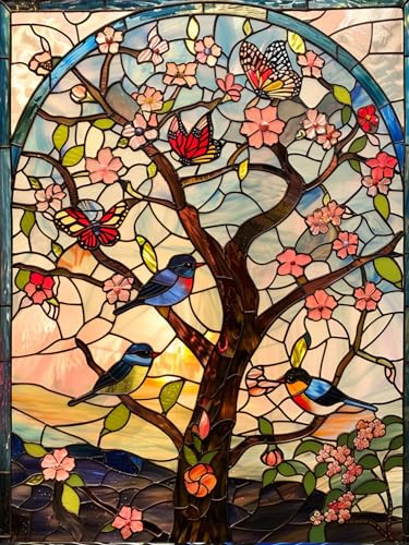 Beaudio Flowers Series Diamond Painting Kits for Adults- Colorful Tulip with Glass Art - DIY Round Full Drill 5D Diamond Art for Home Wall Decor (11.8x15.7inch)