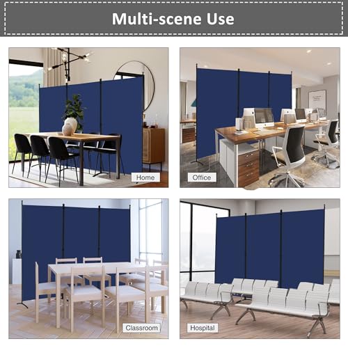 3 Panel Room Divider Folding Partition Privacy Screen, Freestanding Fabric Panel, 102" W x 71" H, Black V153