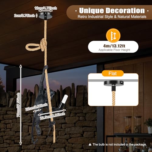 Monkey Pendant Light, Industrial Retro Ceiling Lamp for Dining Room M314