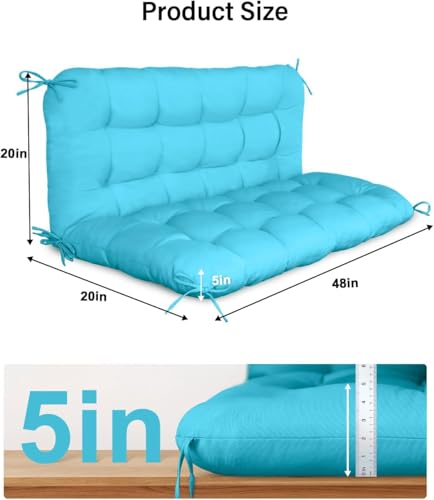 Porch Swing Cushion 2-3 Seater with Backrest, Waterproof, 48x40x5 Inch, Burgundy C863692