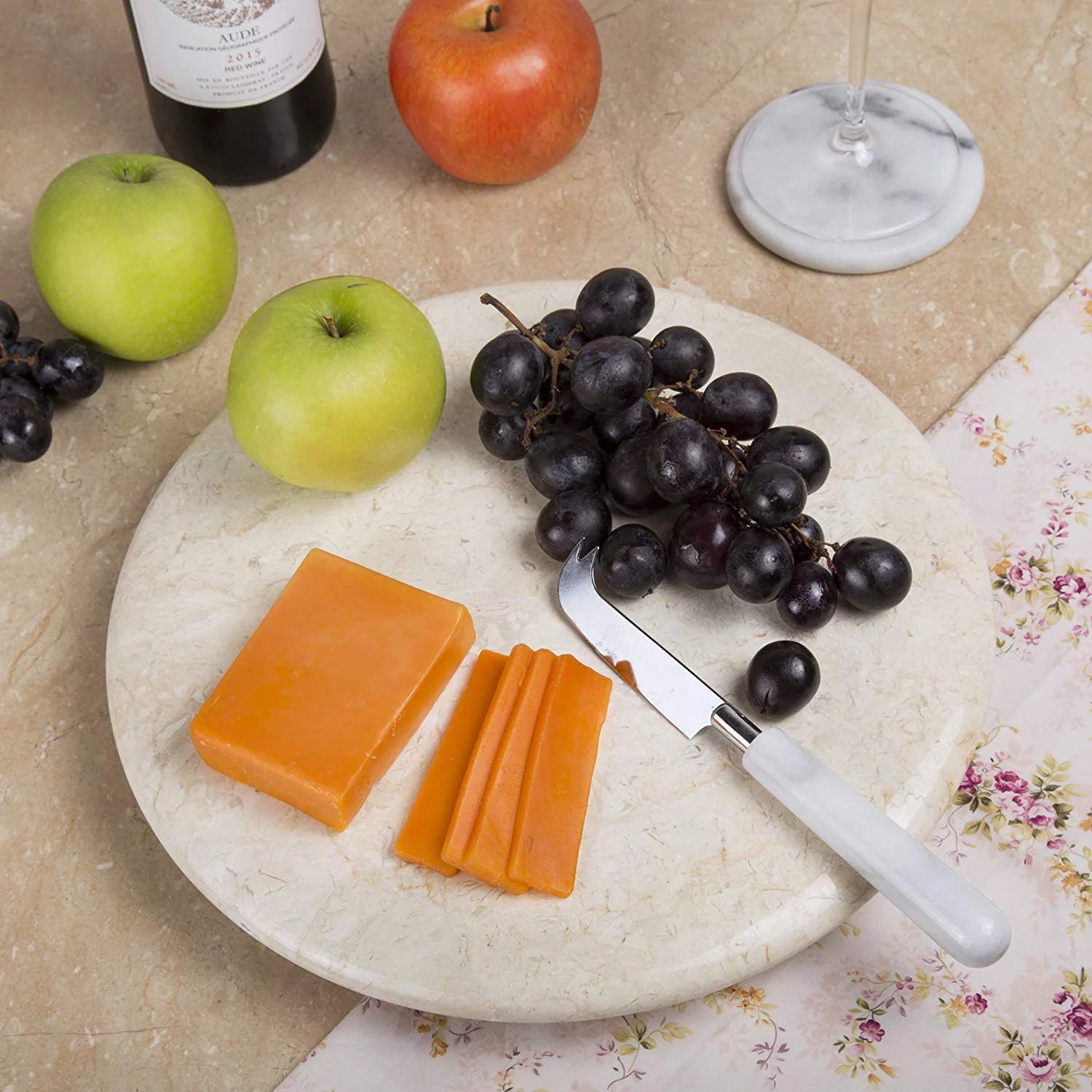 Natural Champagne Marble 12" Lazy Susan Serving Board E65638