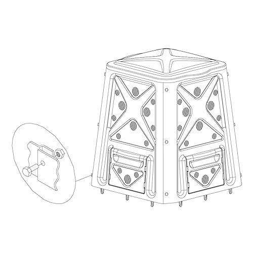 Outdoor Compost Bin with Lift Off Lid, 4 Door Access, Black J4591