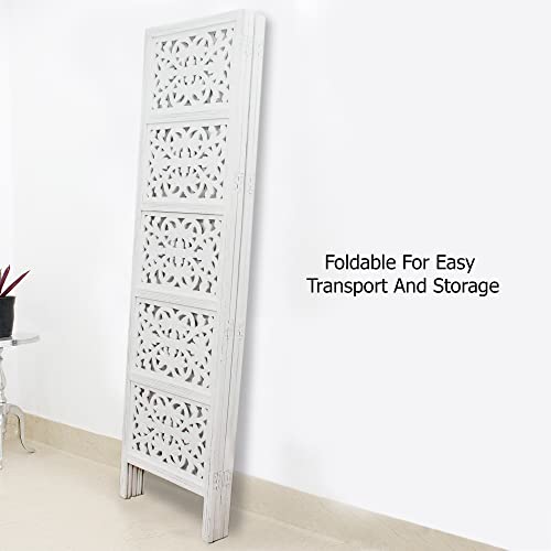 4 Panel Folding Wood Room Divider, Antique Brown, 72 x 80 L396608