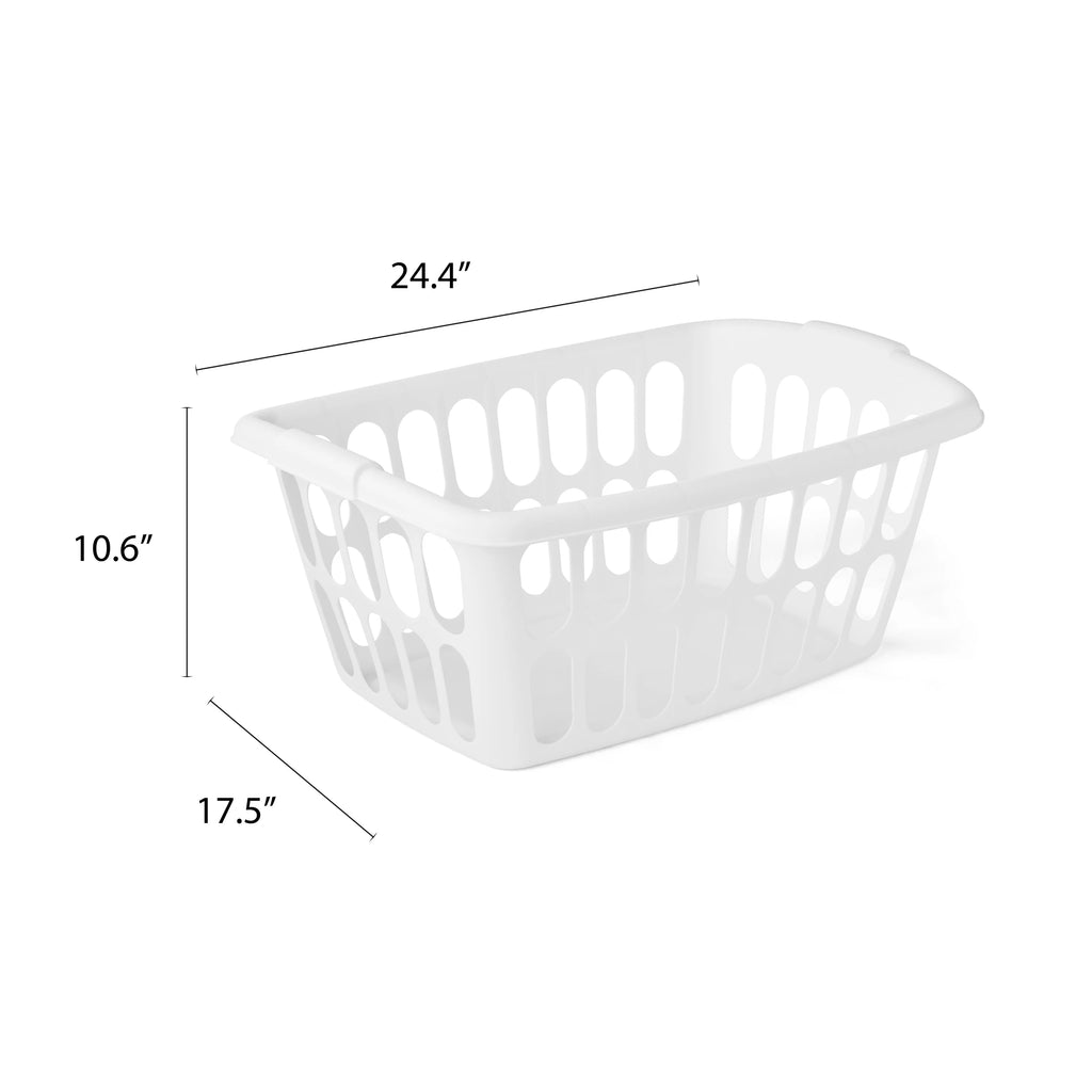 Rectangular Plastic Laundry Basket, White, 6 Pack G51020