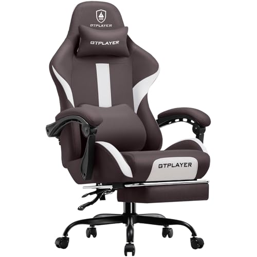 Gaming Chair Ergonomic Office Chair with Foot Rest, Breathable Fabric Computer Chair with Headrest and Lumbar Support V504535