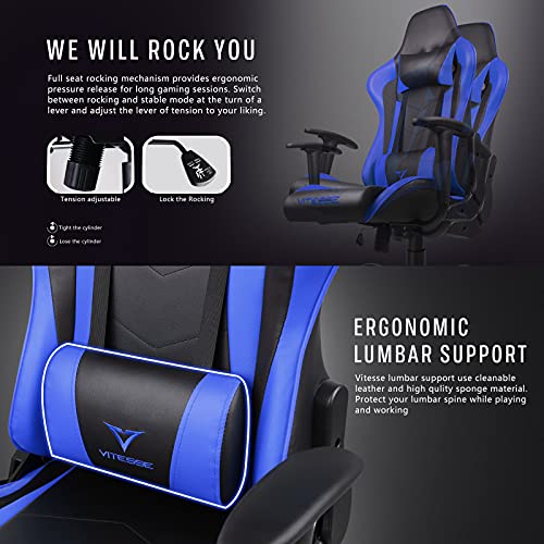 Gaming Chair High Back Ergonomic Racing Desk with Lumbar Support and Headrest, Purple Y569