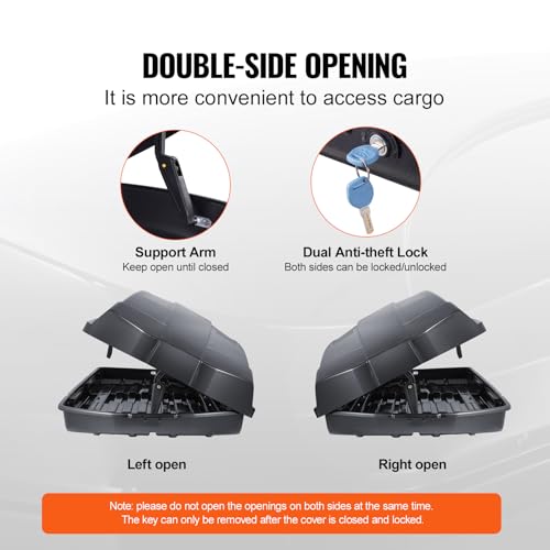 Roof Cargo Carrier, 18 Cubic Feet, Hard Shell, Dual-Sided Opening C75445