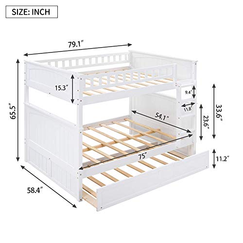 Twin Over Full Bunk Bed with Slide and Stairs for Kids E212