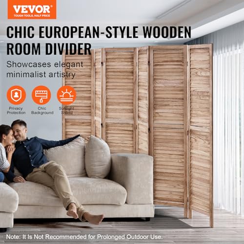 Wood Room Divider, 4 Panel Folding Privacy Screen, 66.9 Inches Tall, Indoor Wooden Partition A907