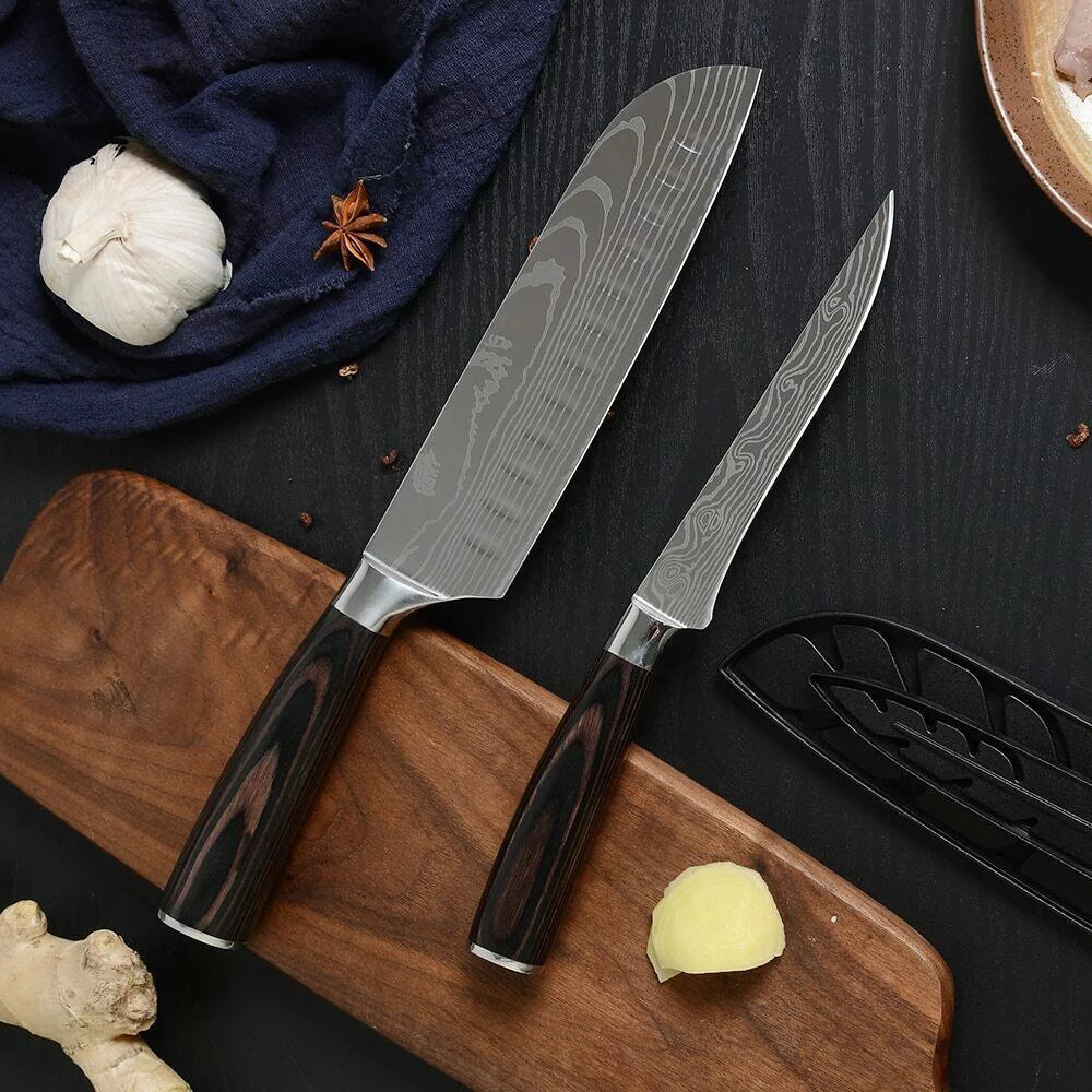 8 Piece Kitchen Chef Knife Set, 3.5-8 Inch, Stainless Steel F15189