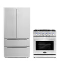 Cosmo 2 Piece Kitchen Appliance Package with 30" Free Standing Gas Range Kitchen Stove & French Door Refrigerator Kitchen Appliance Bundles