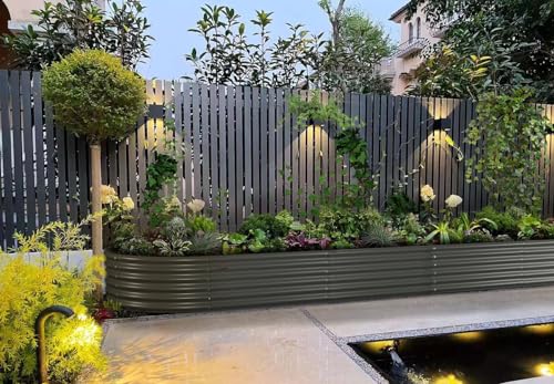 Galvanized Raised Garden Bed Oval Metal Planter Box for Vegetables Flowers A9593