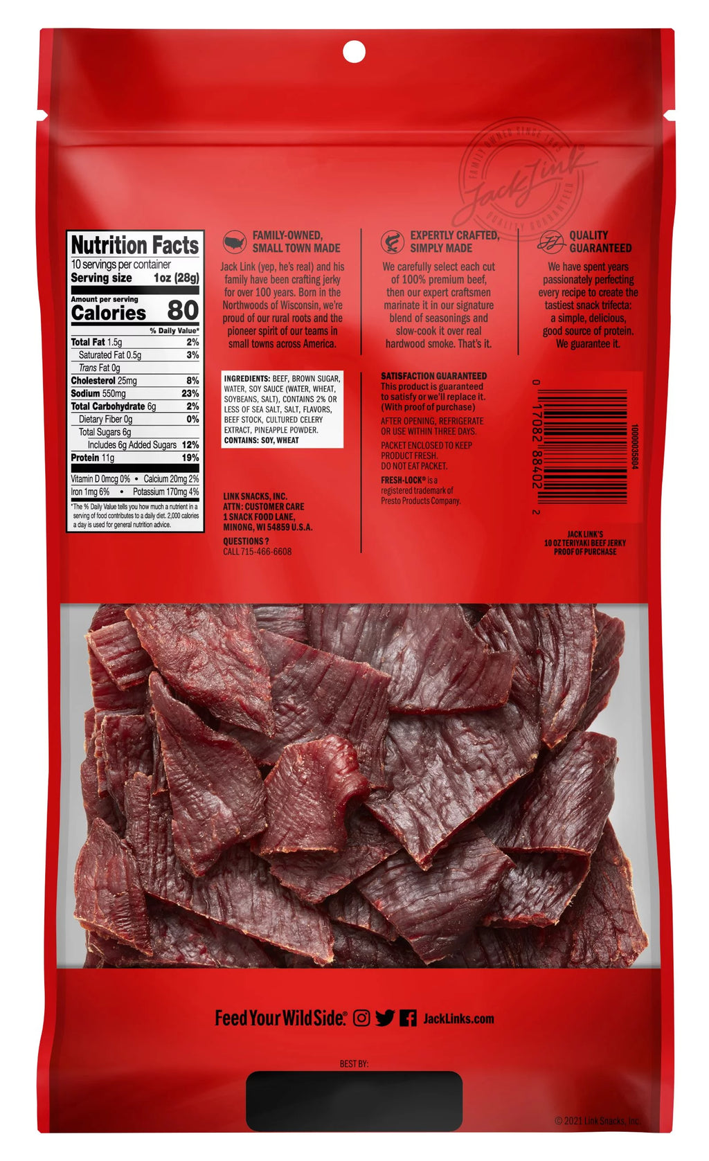 Beef Jerky Teriyaki 10oz Resealable Bag B4144