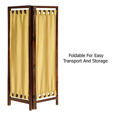 4 Panel Folding Wood Room Divider, Antique Brown, 72 x 80 L396608