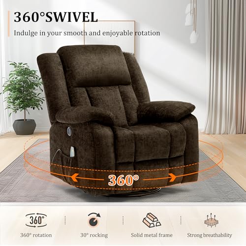 Swivel Glider Recliner Chair with Massage and Heating U85854