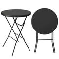 Folding Round Bar Table, HDPE Top with Gray Metal Finish, Black F15045