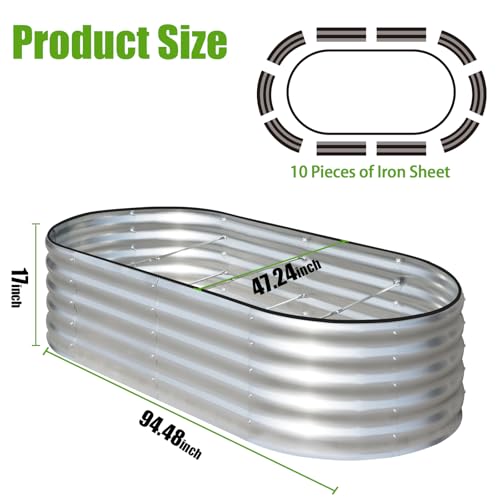 Galvanized Raised Garden Bed, 4x2x1ft Oval Metal Planter Box for Outdoor Vegetables T107625
