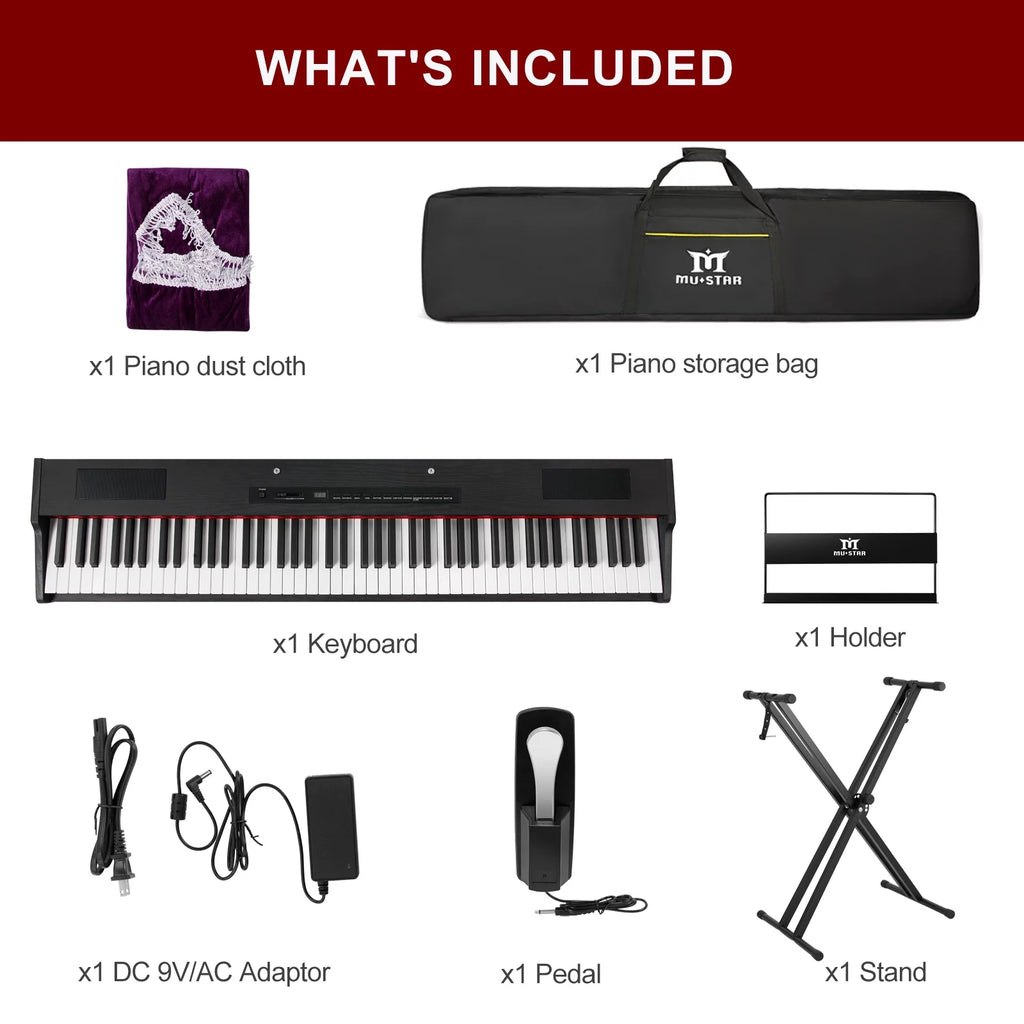 88-Key Digital Piano Weighted Keyboard with Stand, Bluetooth, Pedal, Bag C124