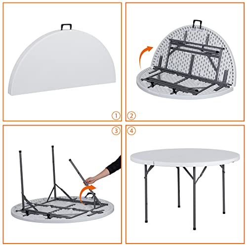 Portable 4 Foot Plastic Folding Table, Indoor Outdoor Heavy Duty, White R80992