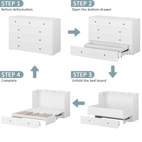 Murphy Bed with Storage and Charging Station, Foldable Panel, for Guest Bedroom, Living Room, Office V324