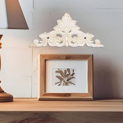 Victorian Cast Iron Wall Plaque, Antique White Fleur De Lis Metal Wall Art, 11.8 Inch X710795