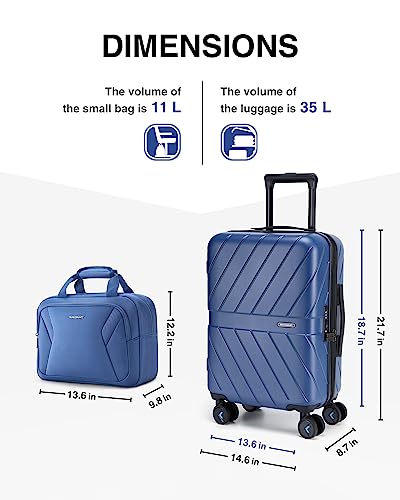 Carry On Luggage 22x14x9 with TSA Lock, Hardside Spinner Suitcase 20 inch Black P3277