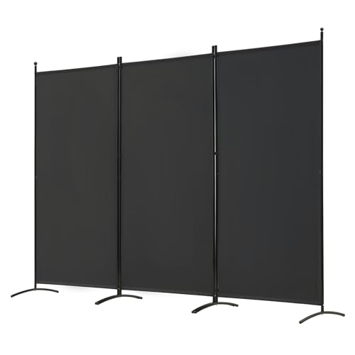 3 Panel Room Divider Folding Partition Privacy Screen, Freestanding Fabric Panel, 102" W x 71" H, Black V153