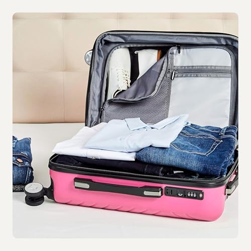 Carry-On Luggage with 8 Spinner Wheels, TSA Lock, Expandable, Navy Blue V3907