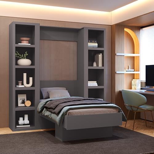 Queen Murphy Wall Bed with Two Bookshelves Y365306