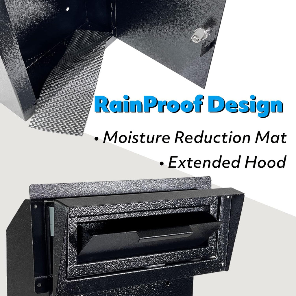 Rainproof Heavy Duty Mailbox Door Drop Box - Galvanized Steel Weatherproof for Keys, Deposit, Mails C393867
