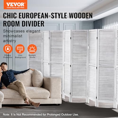 Wood Room Divider, 4 Panel Folding Privacy Screen, 66.9 Inches Tall, Indoor Wooden Partition A907