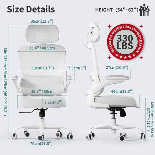 Ergonomic Mesh Office Chair with Wheels, High Back, 330 LBS Capacity C667113