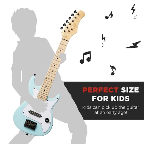 30in Kids Electric Guitar Beginner Starter Kit with Amplifier, Metallic Blue U78618