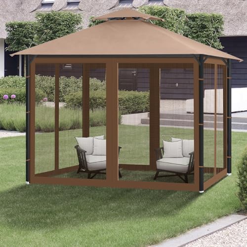 10x10 ft Gazebo Replacement Mosquito Netting with Zippers, 4-Panel Sidewall Y911936