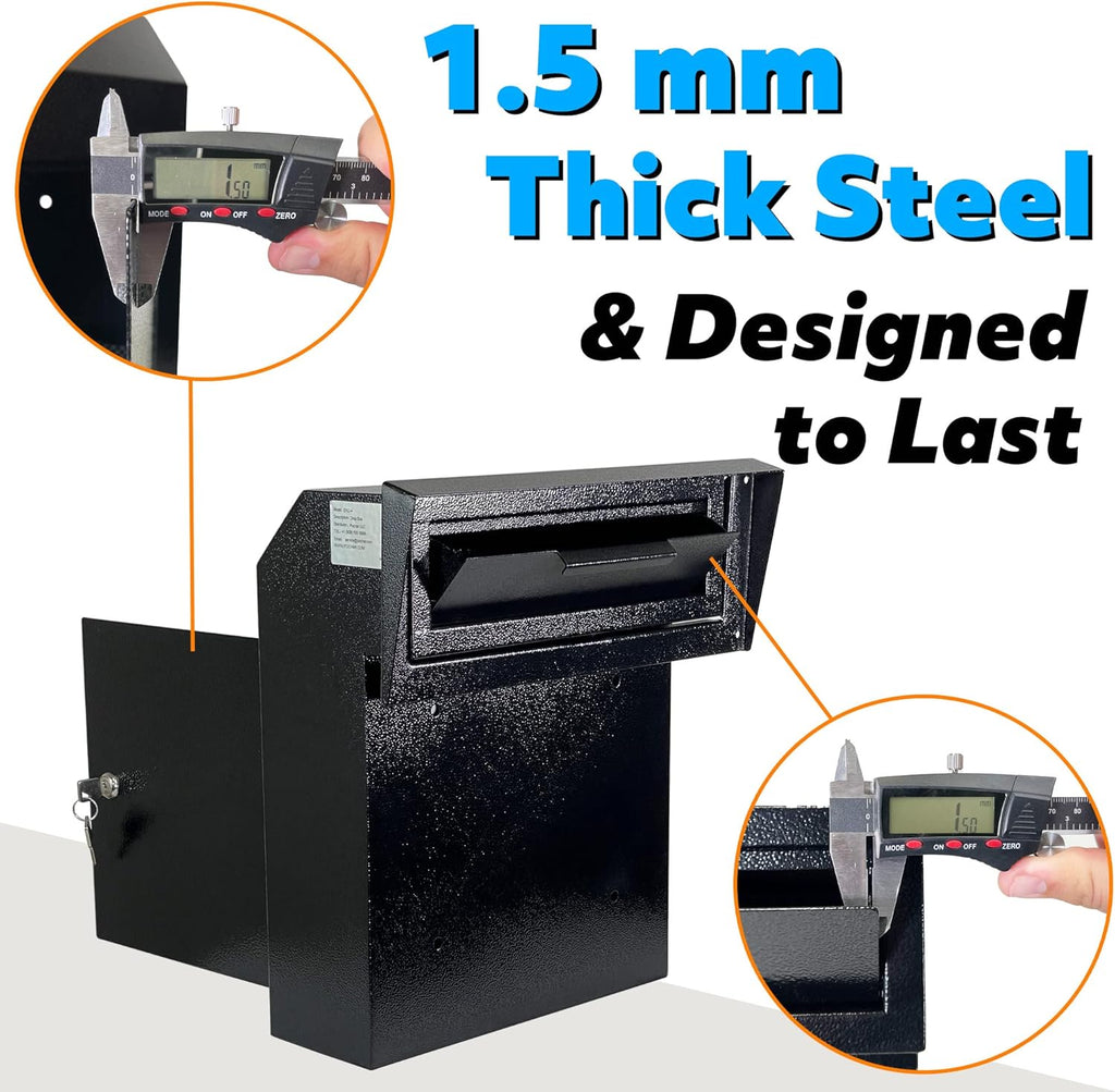 Rainproof Heavy Duty Mailbox Door Drop Box - Galvanized Steel Weatherproof for Keys, Deposit, Mails C393867